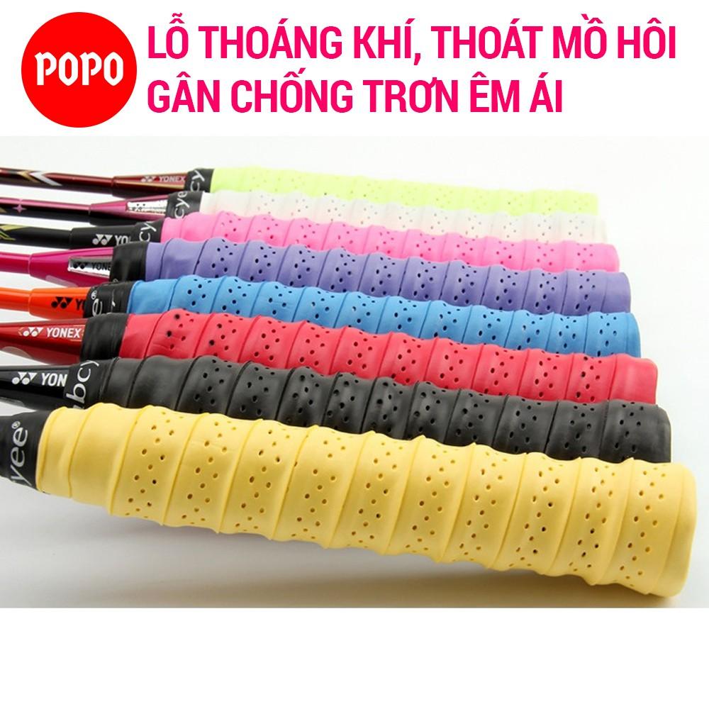 Quấn cán tennis, cầu lông Bộ 5 cái có gân chống trơn POPO chất liệu thoáng khí thoát mồ hôi