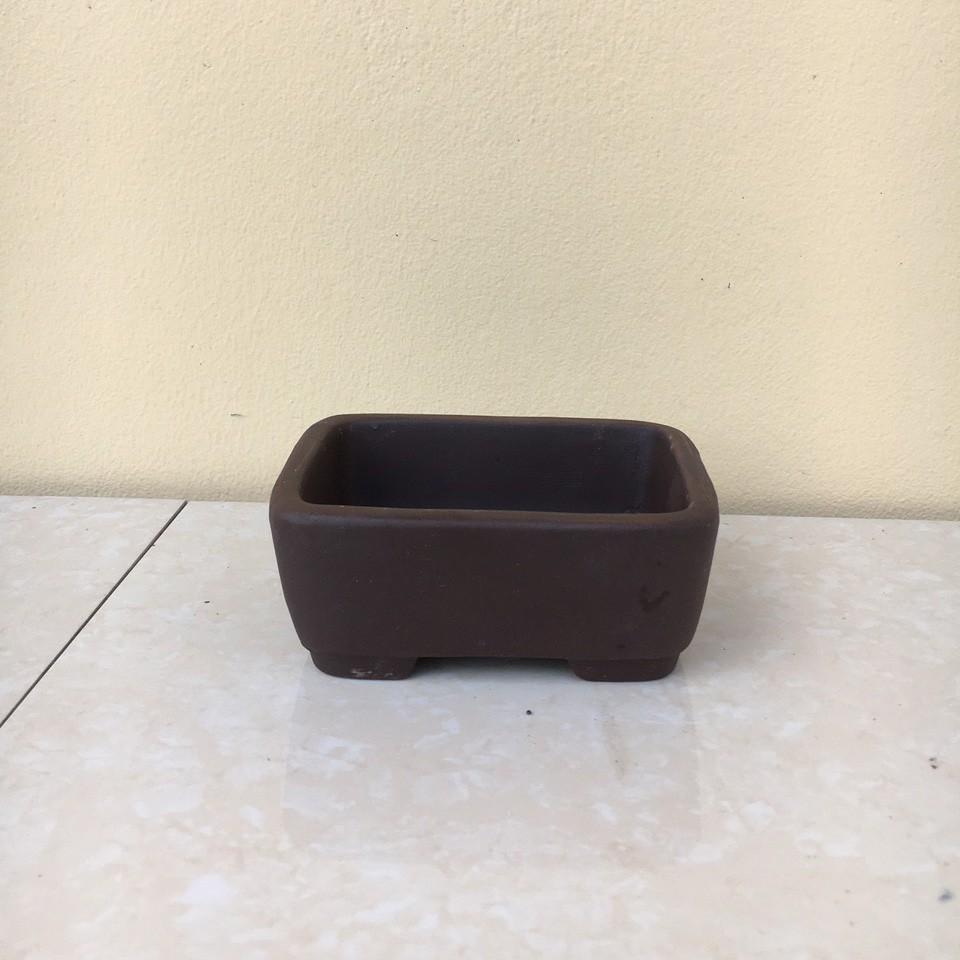 Chậu bonsai Chữ nhật bo góc mini đất nung gốm Bát tràng 1 size BM-29