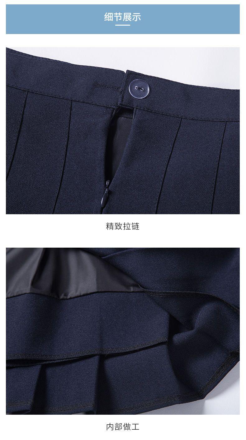 SHUANGYAN Váy xếp nếp nữ xuân hạ váy ngắn màu đen âu phục sinh viên ngắn eo cao chữ A lộ ra gầy nửa người váy