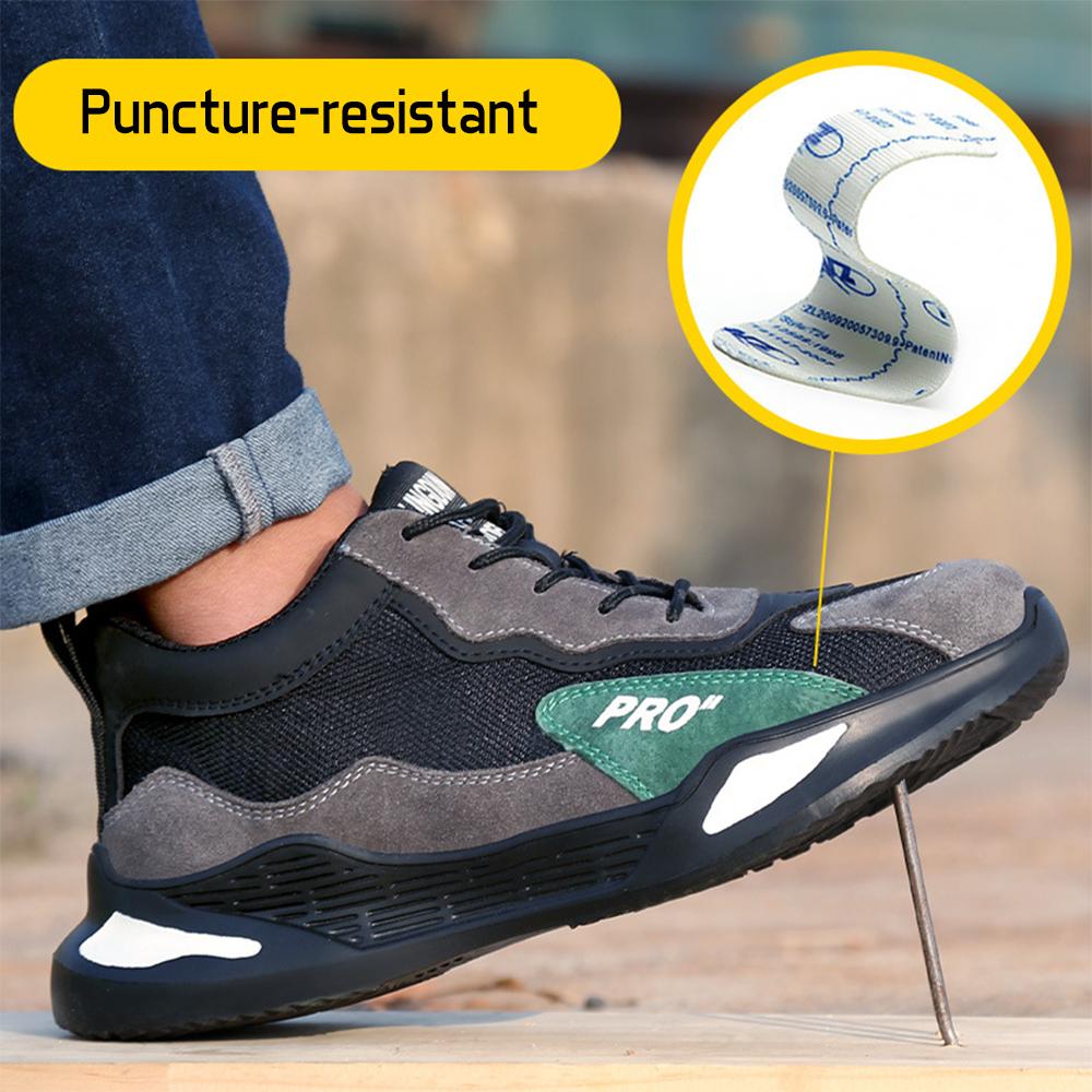 Men Work Shoes Lightweight Breathable Protective Shoes Safety Shoes Sneakers with Steel Caps