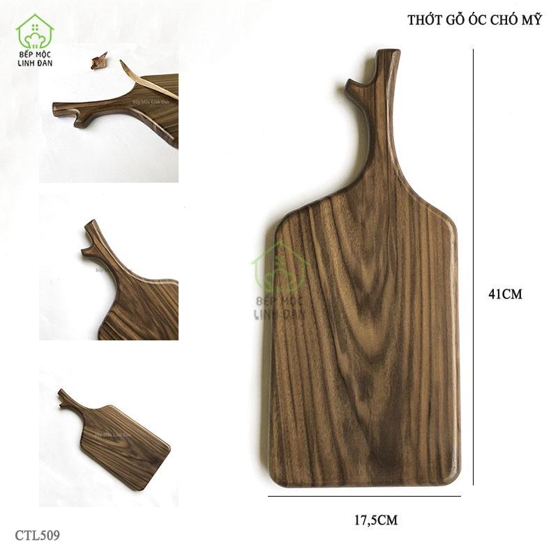 Thớt Gỗ Óc Chó Tay Cầm Sừng Hươu HAHANCO [CTL509] Dày Đẹp Sang Trọng