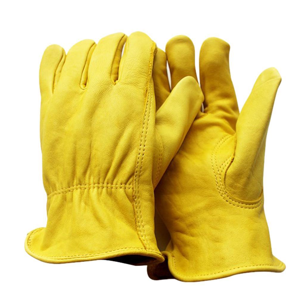 4pcs Grip Leather Work Gloves Stretchable Wrist Tough Cowhide Welding Glove