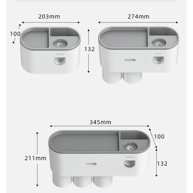 Kệ Phòng Tắm Thông Minh OENON Hàn Quốc Kèm Cốc Hút Từ lấy kem đánh răng tự động Giá đựng đồ đa năng dán tường