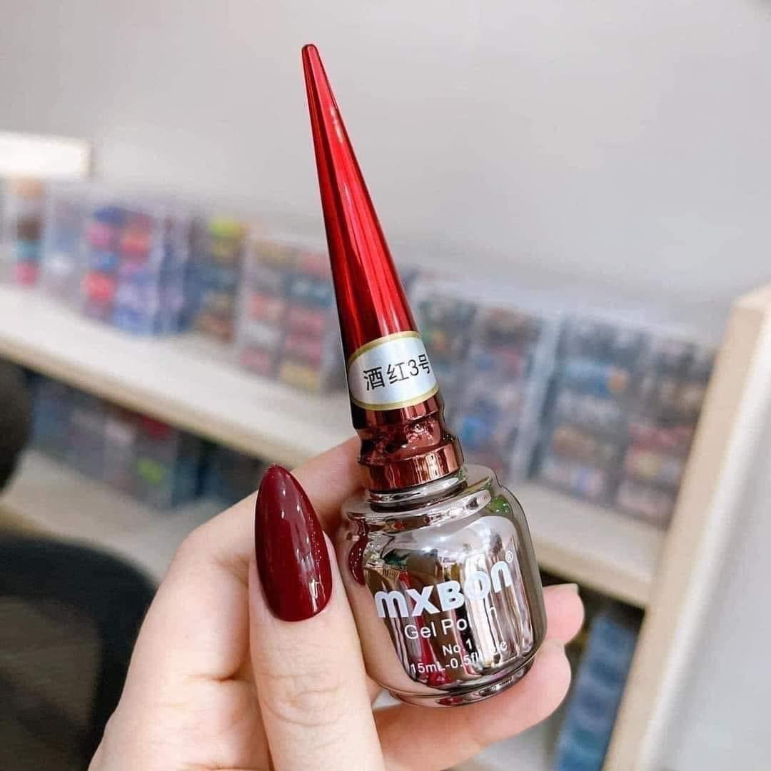 Set Sơn Gel MXBON Đỏ 6 Màu Cao Cấp Chai 15ml, Sơn Bóng Đặc Mướt, Không Ánh Tím Làm Nail, Không Kèm Bảng Màu Nữ Women