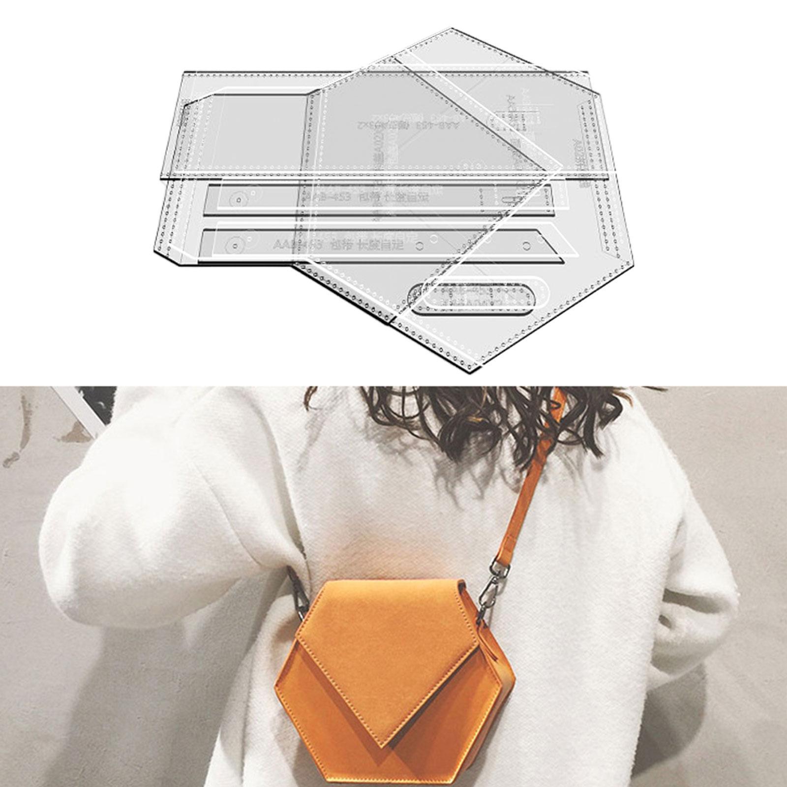 Shoulder Bag Acrylic Template Durable Handmade Bag Template Ruler Patchwork Leather Templates for Leather Craft Quilters Knitting Crafting