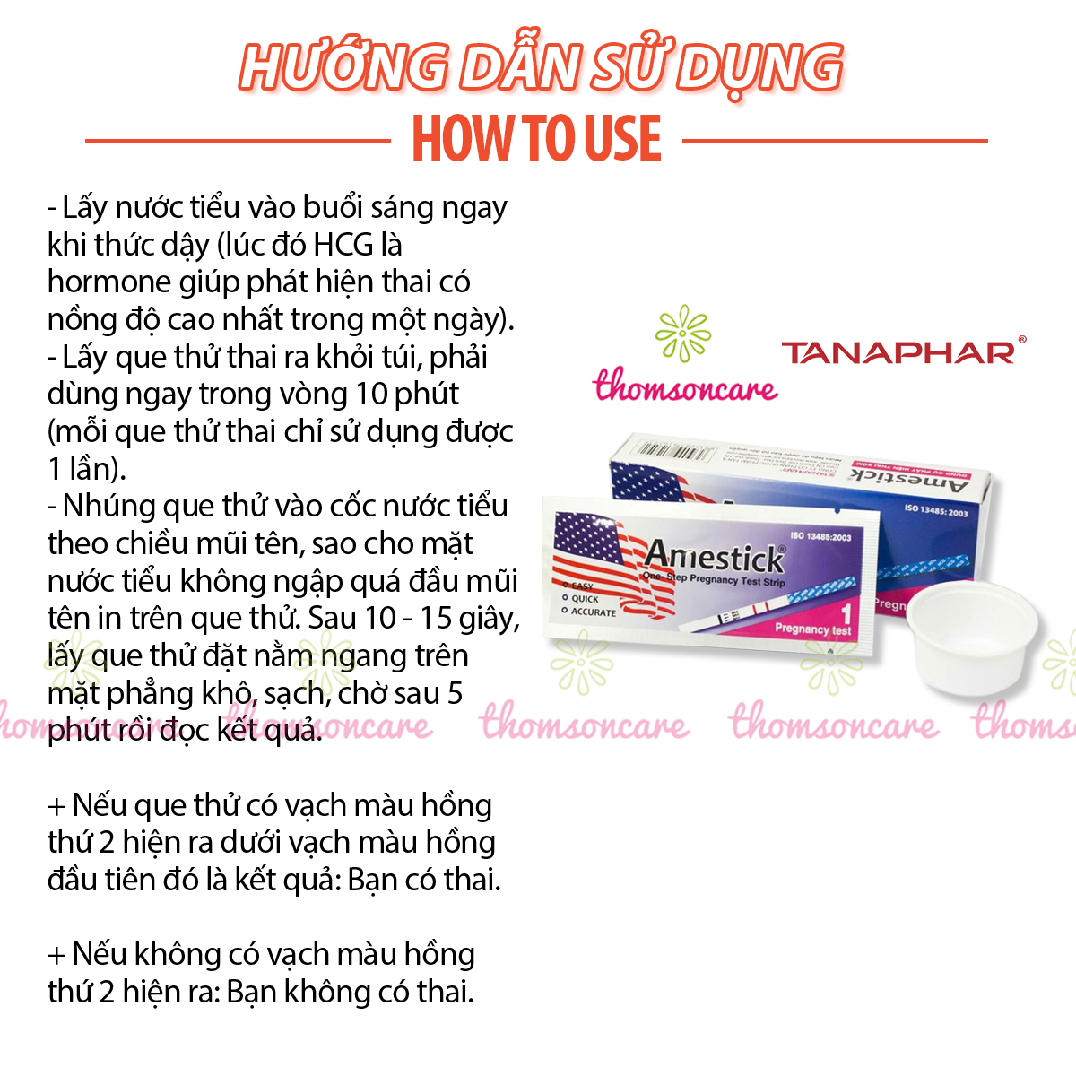 Hộp 12 que thử thai Amestick - Test nhanh, chính xác - Giao hàng kín đáo, che tên