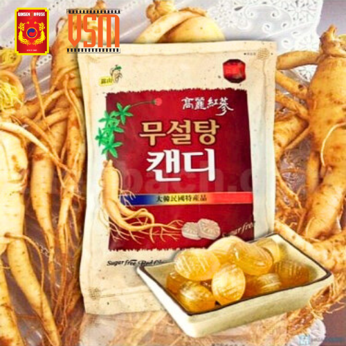 Kẹo Hồng Sâm Hàn Quốc Ginseng House Không Đường - Bịch vàng 500g - Giảm Căng Thăng