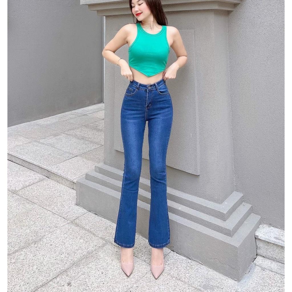 Quần Jeans Nữ Màu Xanh Nhạt Co Giãn Siêu Tôn Dáng