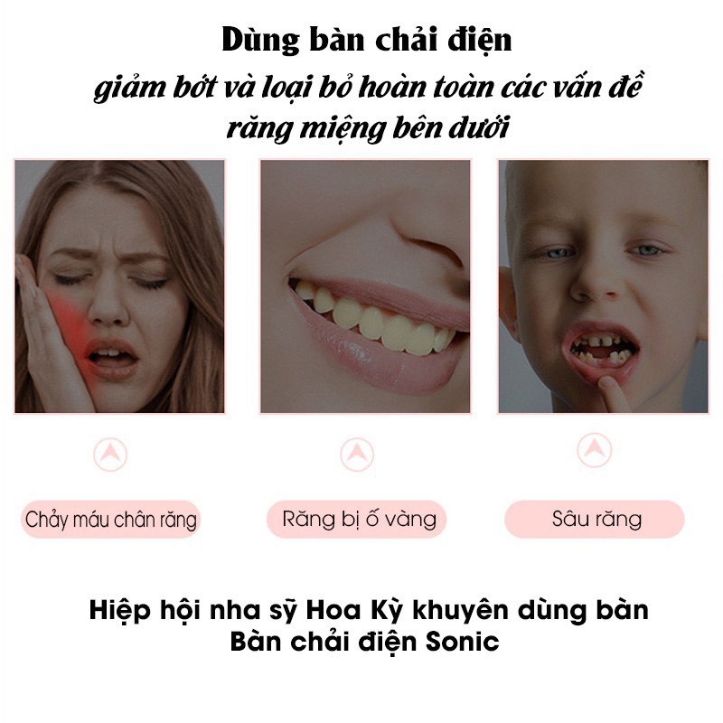 Bàn chải điện tự động đánh răng Sonic X7 KÈM 3 ĐẦU BÀN CHẢI - Công nghệ sạc 1 lần dùng 1 tháng - Phù hợp mọi lứa tuổi từ trẻ em đến người cao tuổi , an toàn bảo vệ nướu