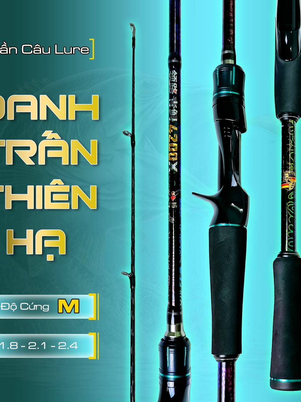 Cần Câu Lure Danh Chấn Thiên Hạ Độ Cứng M khoen Fuji CM15 Carbon Xoắn Cao Cấp tải tĩnh 3kg