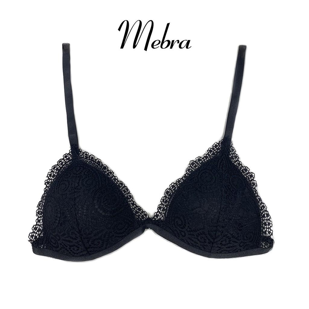 Áo lót nữ bralette không gọng mút vừa ren hoa màu đen thiết kế sexy gợi cảm thương hiệu Mebra _ MA018
