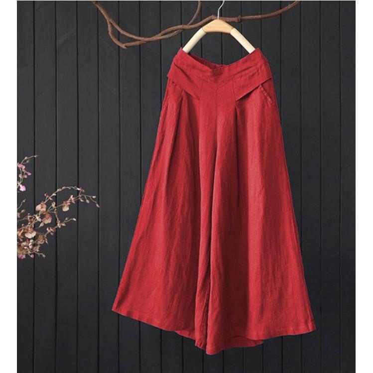 Quần nữ ống suông- chất liệu đũi - Full size