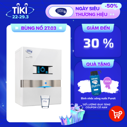 Máy Lọc Nước Pureit Ultima White Lọc Nguyên Khối Tích Hợp Công Nghệ RO + UV + MF - Hàng Chính Hãng