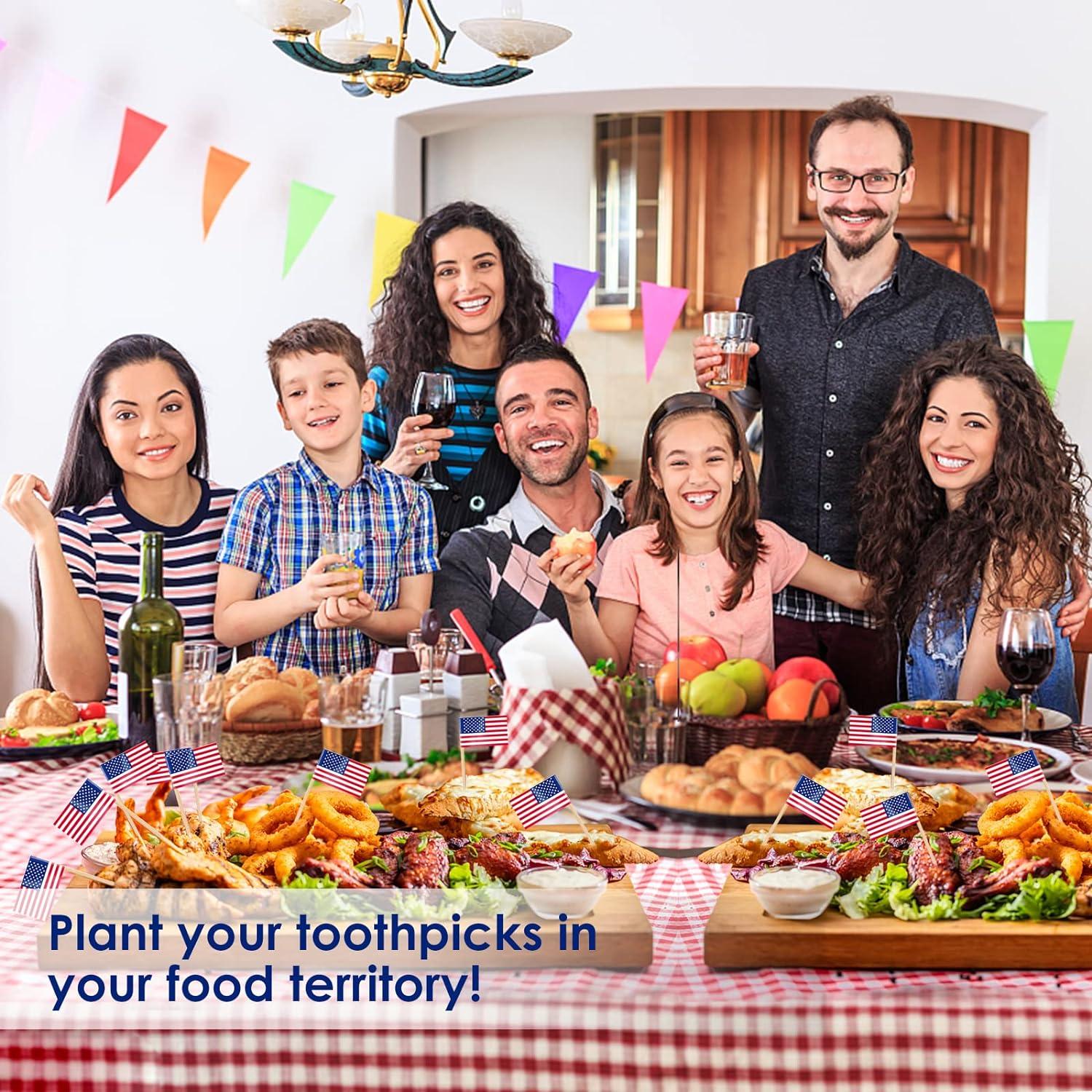 100 World Cup 2022 America Cake Toppers Cờ Tăm, USA American Cocktail Stick Flag for Sandwich Food CupCake Toppers Tableware Party