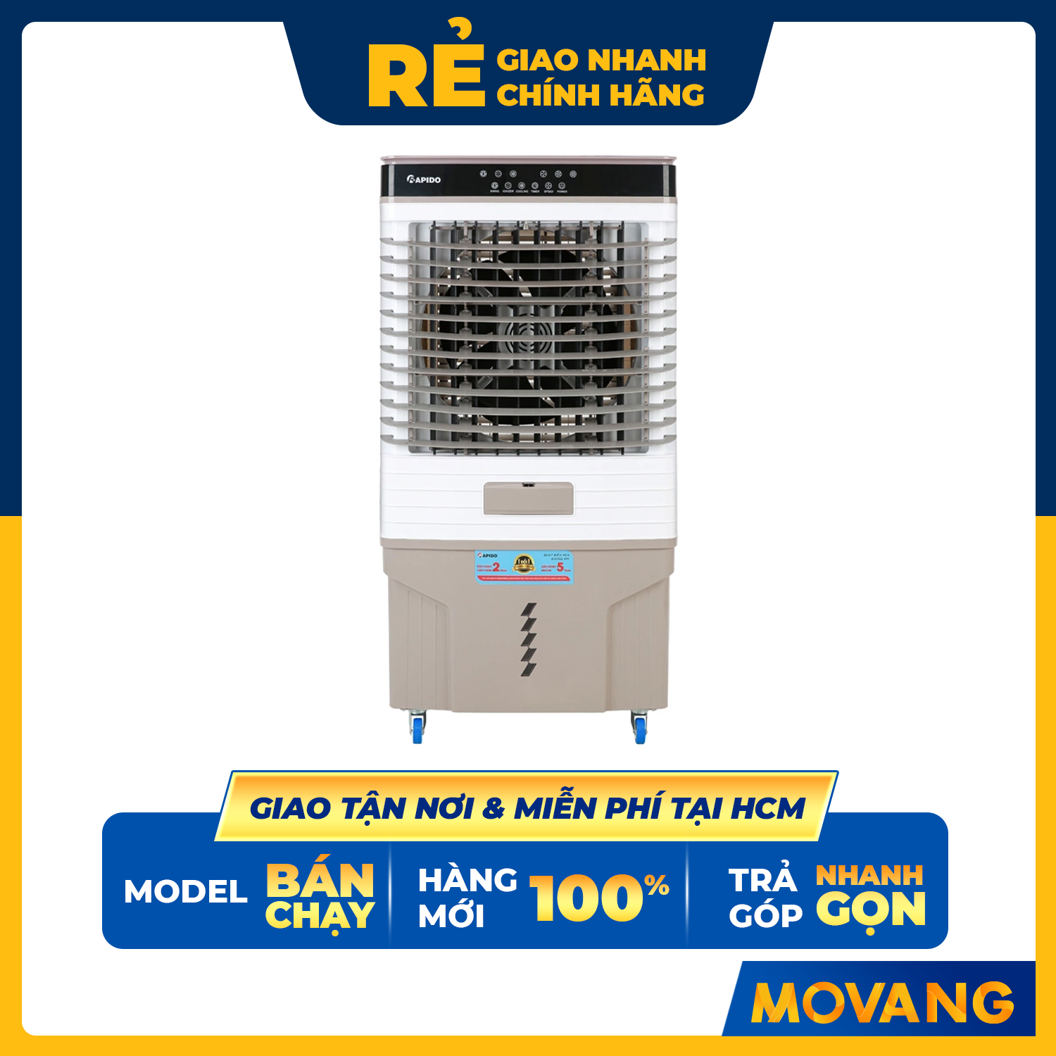 Quạt hơi nước. Quạt điều hòa không khí cao cấp RAPIDO Turbo 9000-D chinh hãng.