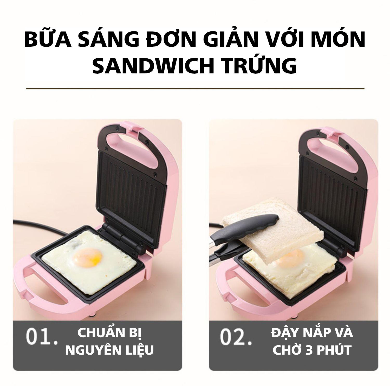 Máy kẹp nướng bánh mì, humberger, sandwich, rán trứng mini đa năng