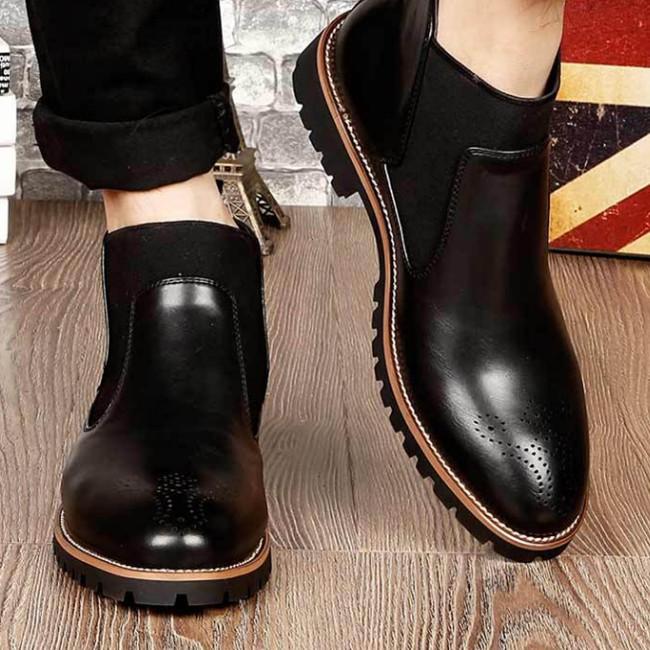 Giày da thật chelsea boot unisex cổ cao 20372