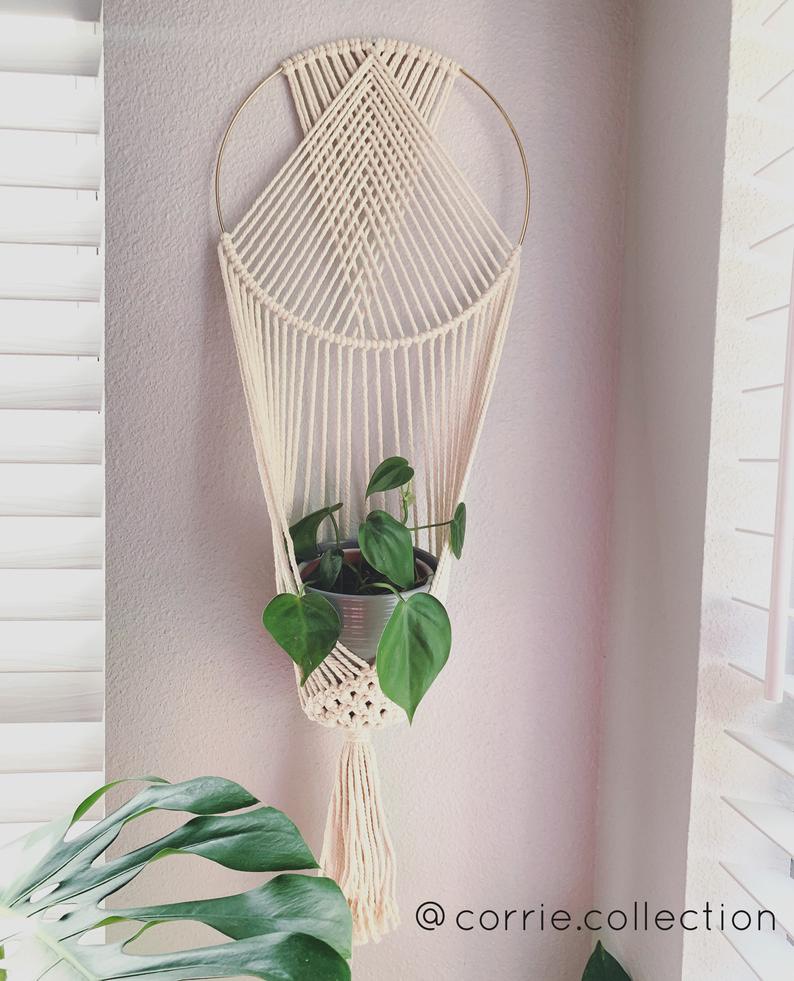Vòng Inox Tết Dây Macrame Treo Hoa , Cây Cảnh Trang Trí Treo Tường Trang Trí Nhà Cửa. Không bao gồn đèn nháy trang trí. GHINOX01