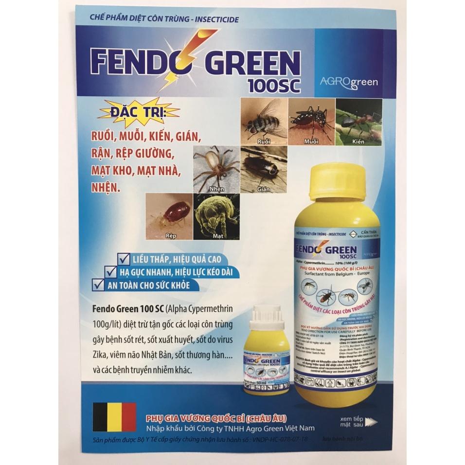 Thuốc diệt muỗi Fendo Green, chai 50 ml, nhập khẩu từ Vương Quốc Bỉ . Phun phòng chống sốt xuất huyết hiệu quả,