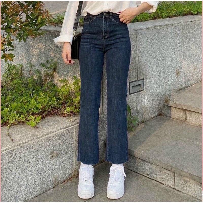 Quần bò nữ Quần jean ống đứng suông nữ trendy kéo dài chân style Hàn Quốc Ulzzang B8