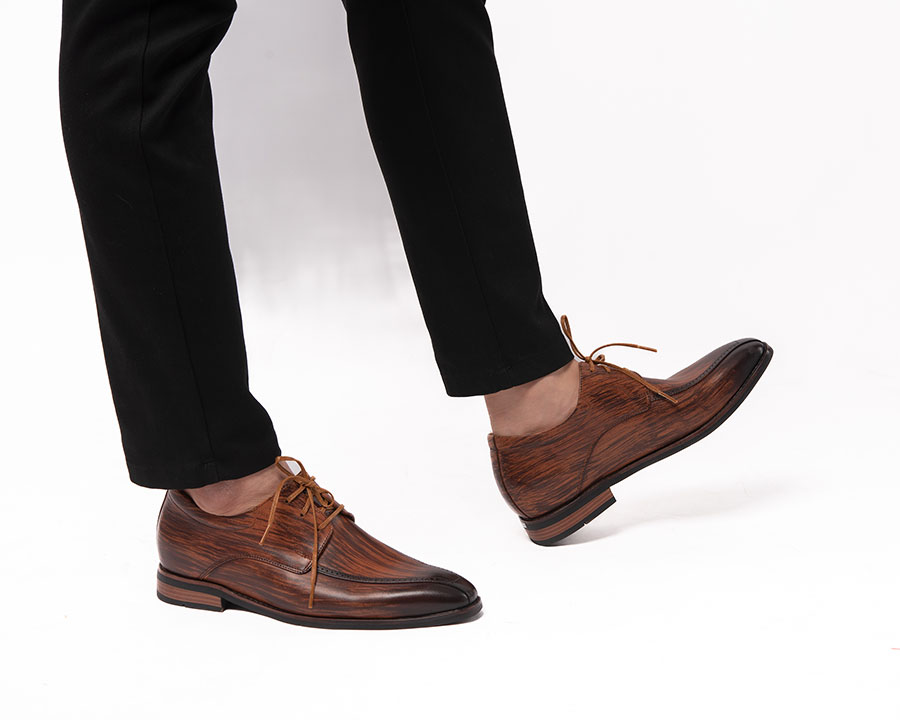 GIÀY TĂNG CHIỀU CAO NAM T200 NÂU BÒ CAO 6CM