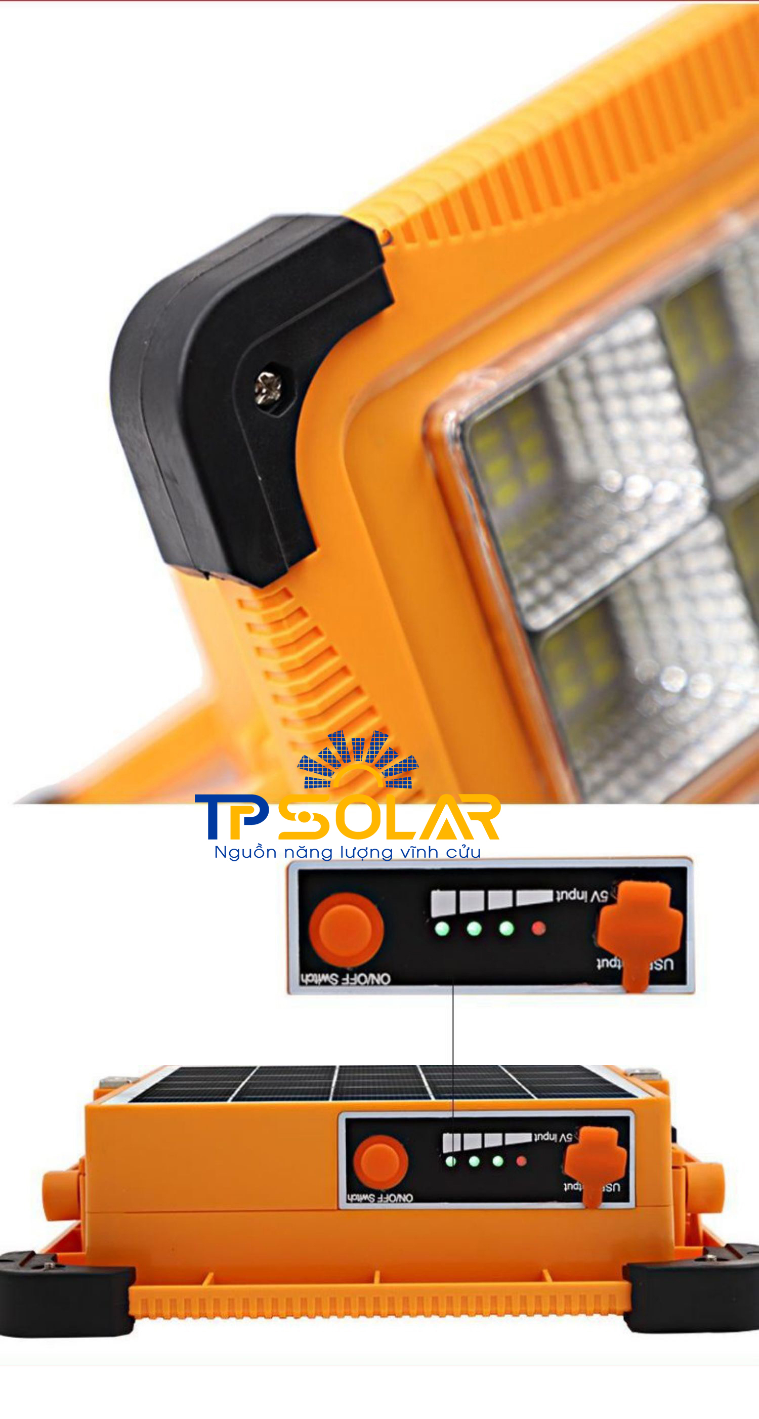 Đèn Pin Cầm Tay Năng Lượng Mặt Trời TP Solar TP-X70 Công Suất 70W Chống Nước IP65