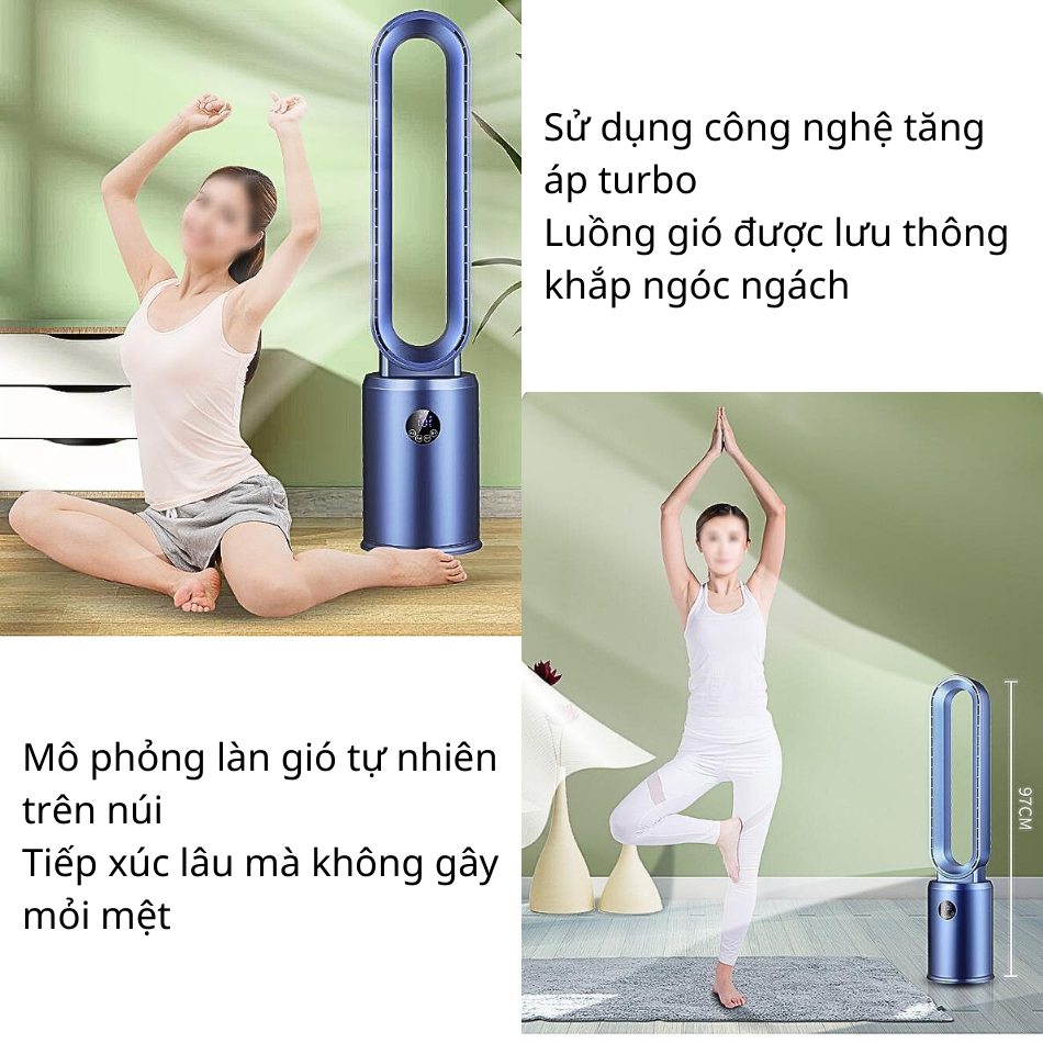 Quạt Không Cánh tích hợp máy lọc không khí , Quạt hơi lạnh cung cấp Ion, màn hình  cảm ứng điều khiển từ xa