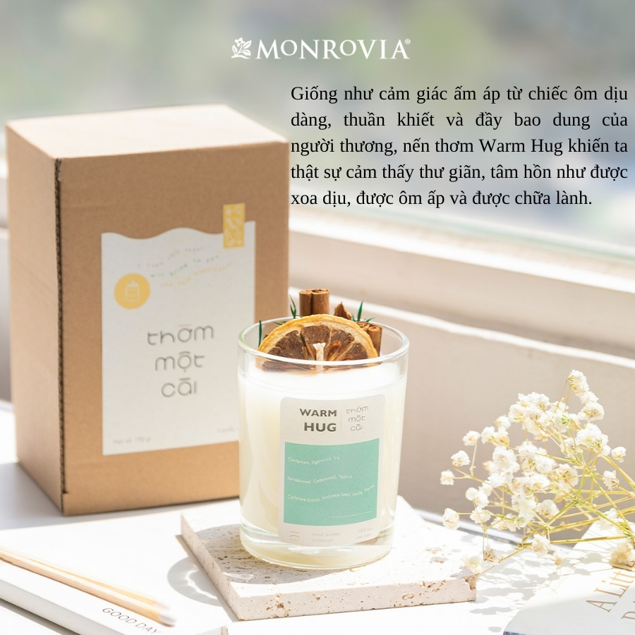 Nến thơm hanmade MONROVIA với 3 tầng hương, mùi hương dịu nhẹ, ngot, thư giãn, dễ ngủ, trọng lượng 190gr