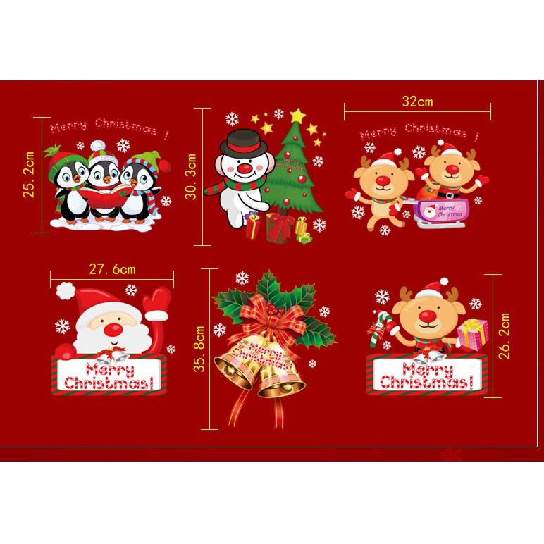 Decal trang trí noel bộ 6 ảnh vui nhộn