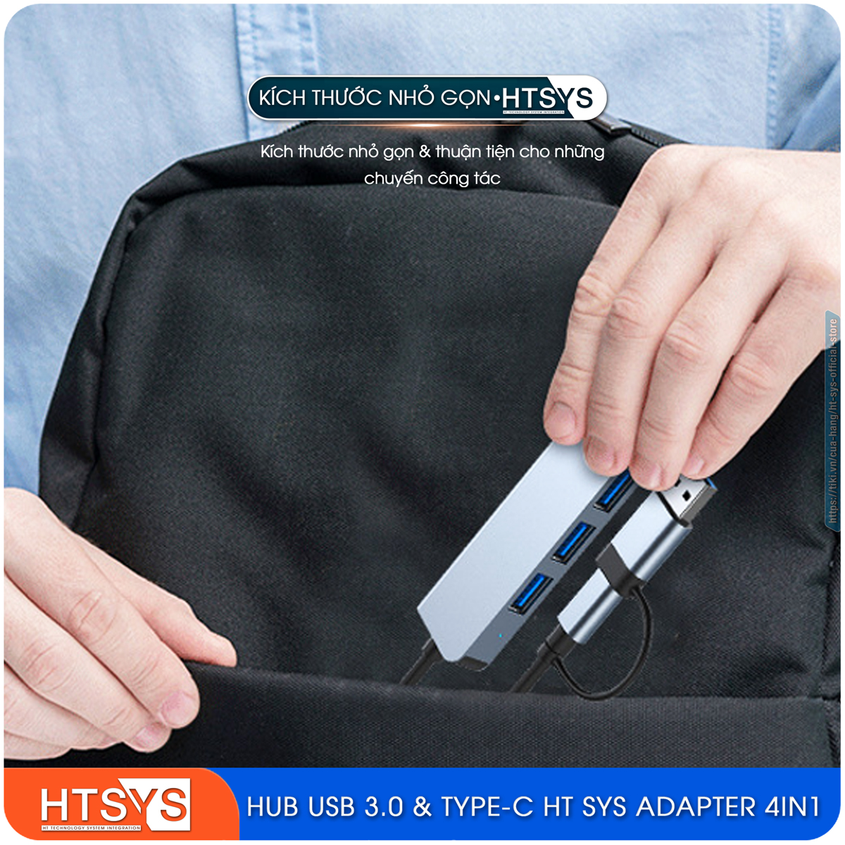Hub Chuyển Đổi USB Type C HT SYS 4 in 1 To USB 3.0 - Hàng Chính Hãng