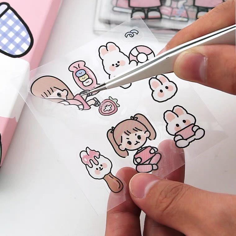 Sticker cute họa tiết hoạt hình trang trí dán tập vở, bình nước, bút nước - Giấy Vở Con Rồng