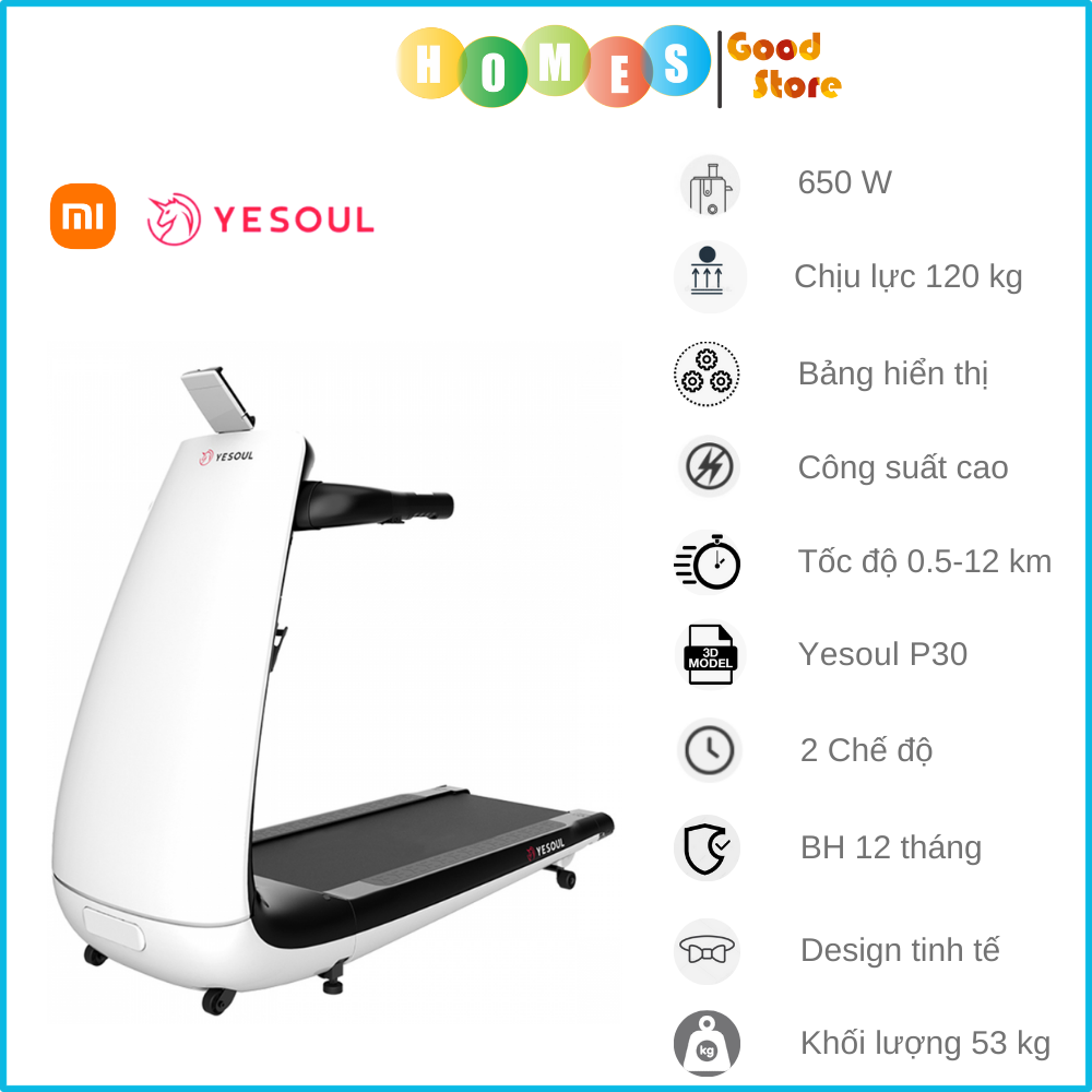 Máy Chạy Bộ XIAOMI Yesoul P30 Thiết Kế Ấn Tượng, Kết Nối App, Thảm Chạy Đàn Hồi 5 Lớp, Công Suất 650 W - Hàng Chính Hãng