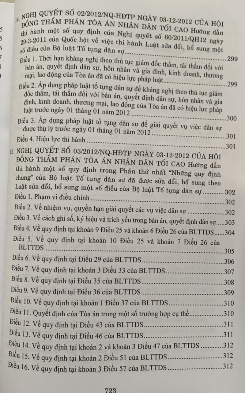 Hệ thống các nghị quyết của Hội đồng Thẩm phán Tòa án nhân dân tối cao về dân sự và tố tụng dân sự từ 1990-2023