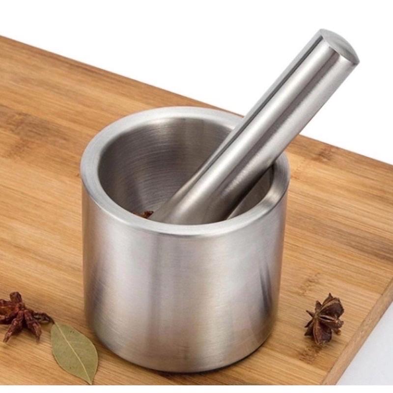 Bộ chày cối inox 304 kèm nắp hàng 2 lớp