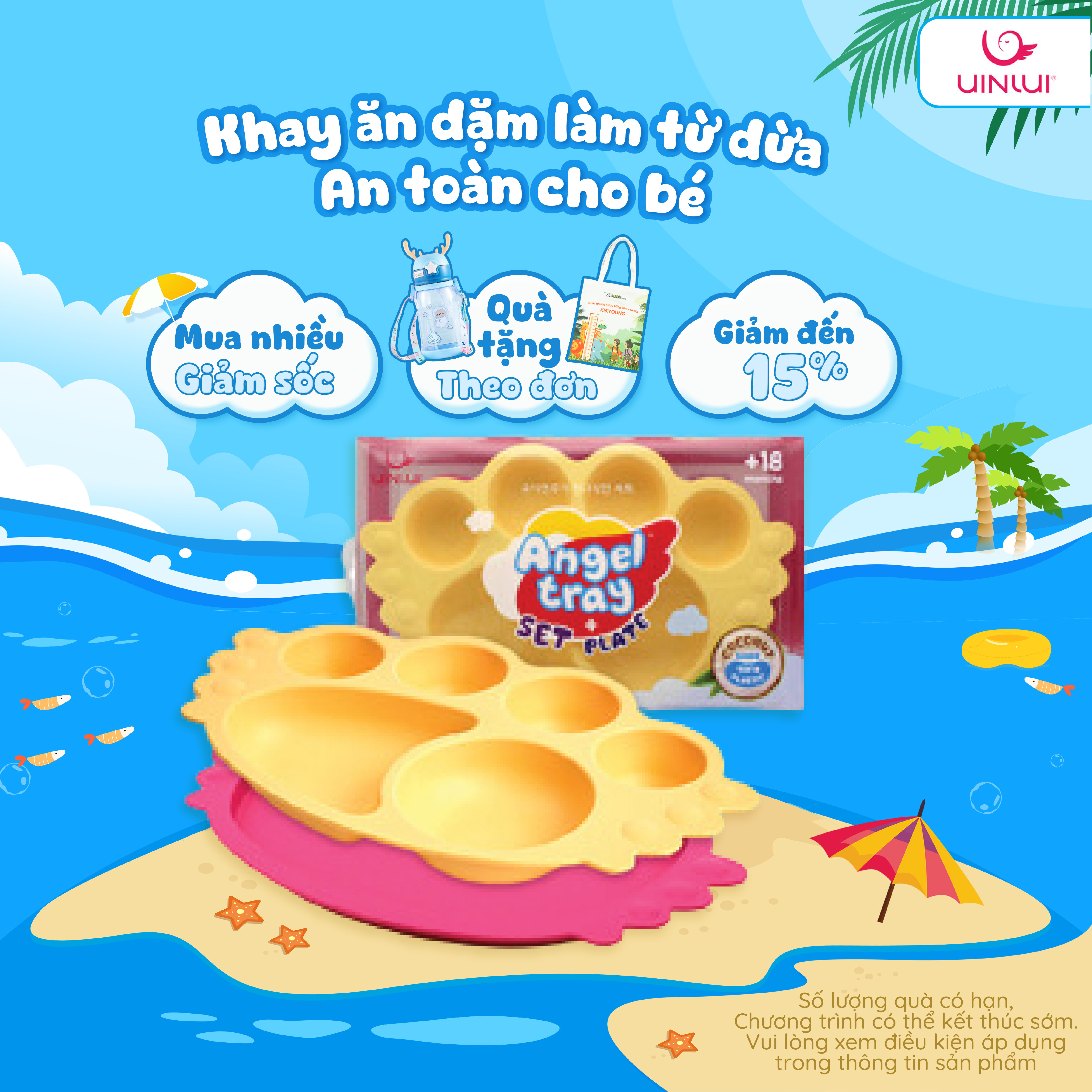 Khay ăn dặm an toàn cho bé - Khay thiên thần UINLUI