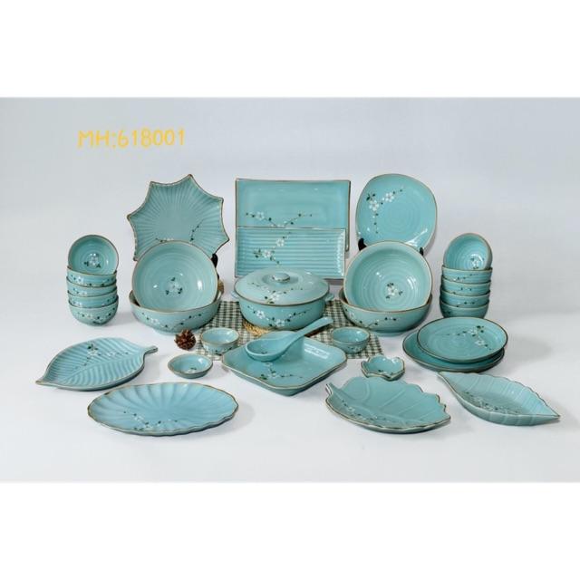 Bộ bát đĩa men ngọc Bát Tràng cao cấp