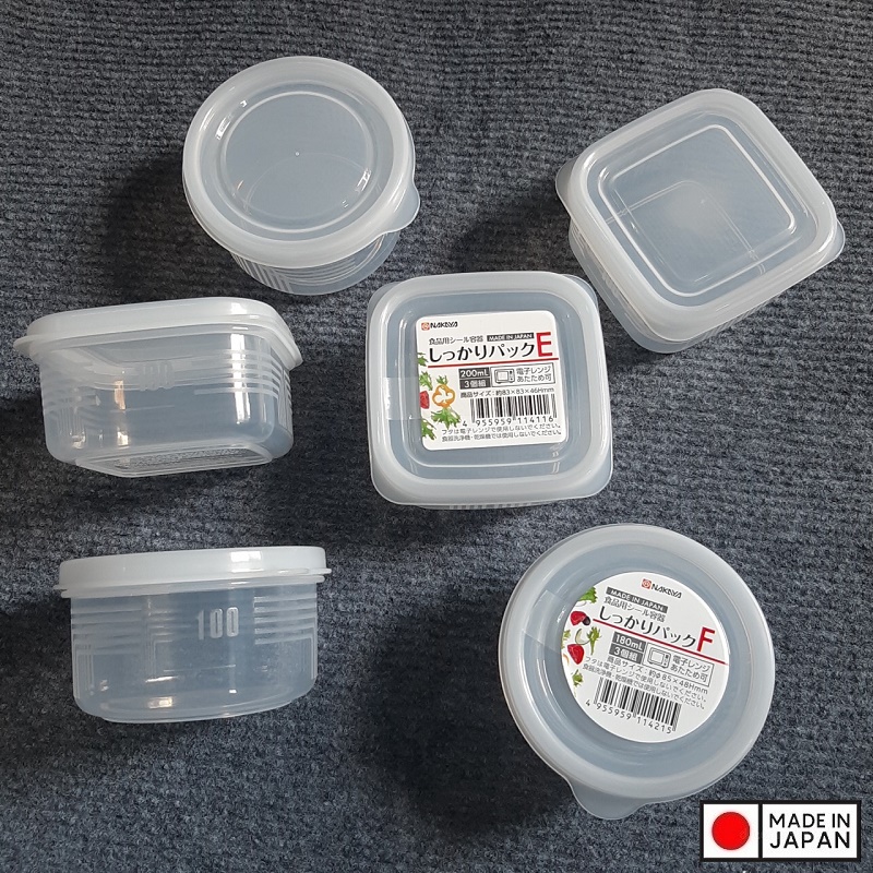 Set 3 Hộp Nhựa Tròn 180ml An Toàn - Nội Địa Nhật Bản