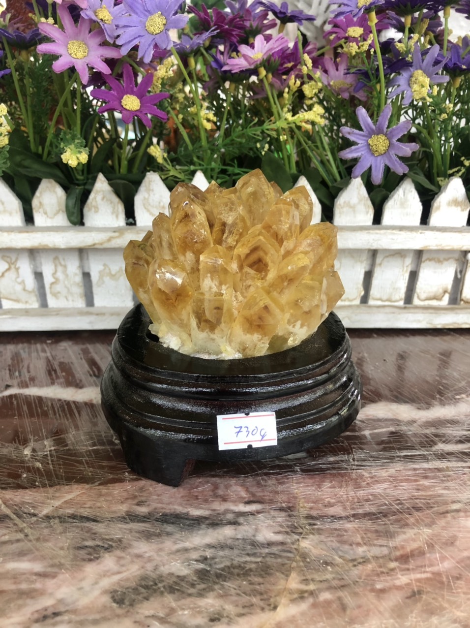 Trụ đá phong thủy đá thạch anh vàng citrine