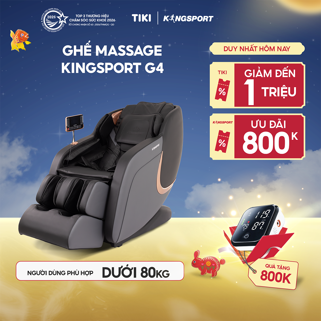 [Miễn phí lắp đặt] Ghế Massage KINGSPORT Standard G4 Điều Khiển Bằng Giọng Nói, 5 Bài Tập Massage Chuyên Biệt