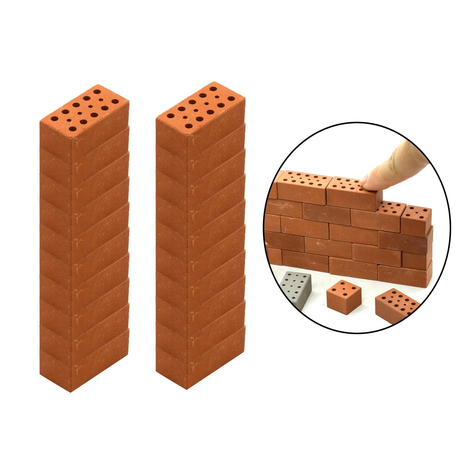 20x Miniature Bricks for Dolls Garden DIY Red