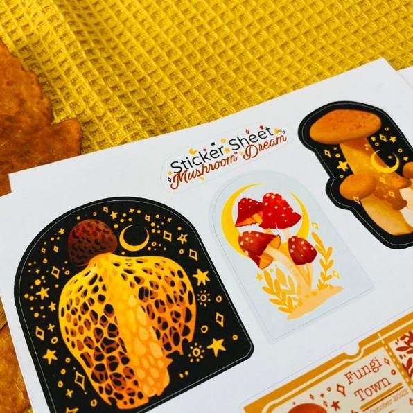 Sticker sheet mushroom dream - chuyên dán, trang trí sổ nhật kí, sổ tay | Bullet journal sticker - unim061