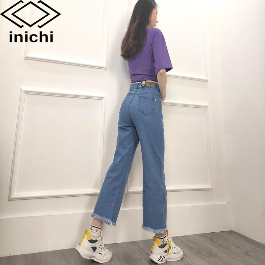 Quần jean nữ baggy INICHI Q700 dài lưng cao ống loe thời trang 2020
