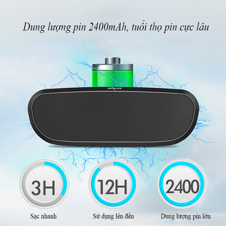 Loa bluetooth Zealot ngoài trời âm thanh siêu trầm S9 hàng chính hãng tương thích điện thoại di động máy tính laptop