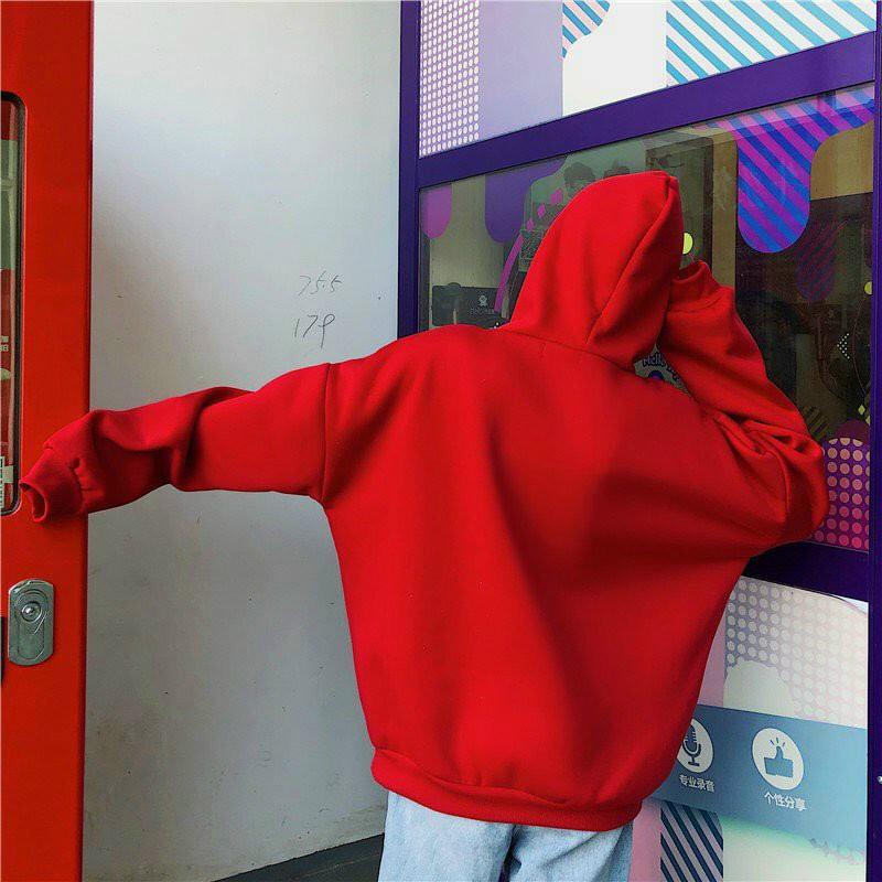 ÁO KHOÁC NỈ HOODIES FORM RỘNG CÓ MŨ HOẠ TIẾT CHỮ JOURNEY MÀU DỎ CỰC ĐẸP , BAO HOT CHO CÁC BẠN TRẺ