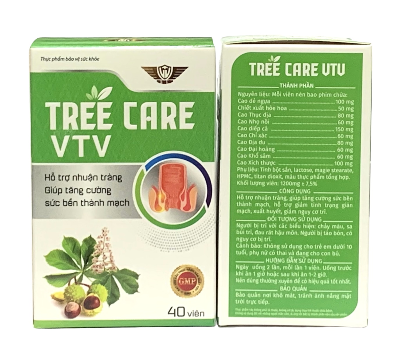 Viên uống Tree Care VTV Vinh Thịnh Vượng VV, hộp 40v, hỗ trợ trĩ, nhuận tràng, chống táo bón
