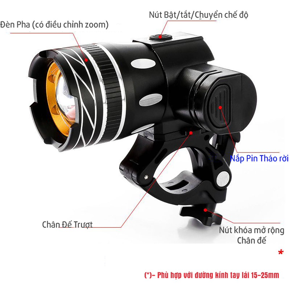 Combo Đèn Pha Trước Cho Xe Đạp Siêu Sáng Sạc Được USB Chống Nước Và Đèn Hậu Cảnh Báo Xe Đạp Led Gắn Đuôi Phía Sau Mai Lee