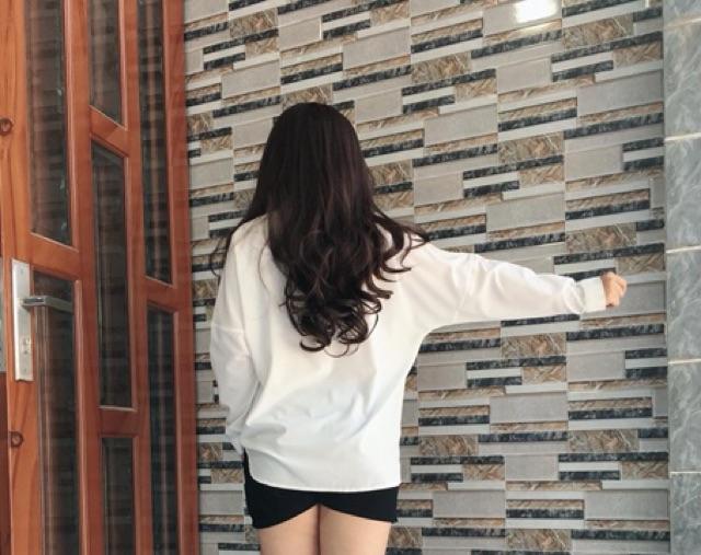 Áo Sơ mi oversize tay dài trắng / đen không túi