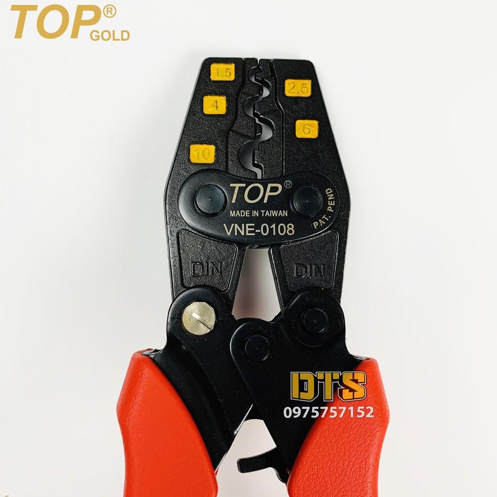 Kìm bấm cos trợ lực số 8 1.5 -> 10 mm2 TOP GOLD, tiết kiệm lực, độ chính xác cao, có nút điều độ rơ