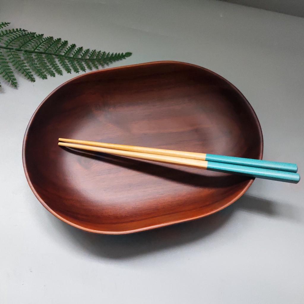 Bát/Đĩa Gỗ Keo Nâu Đỏ Đựng Salad Oval Cỡ 23x18cm