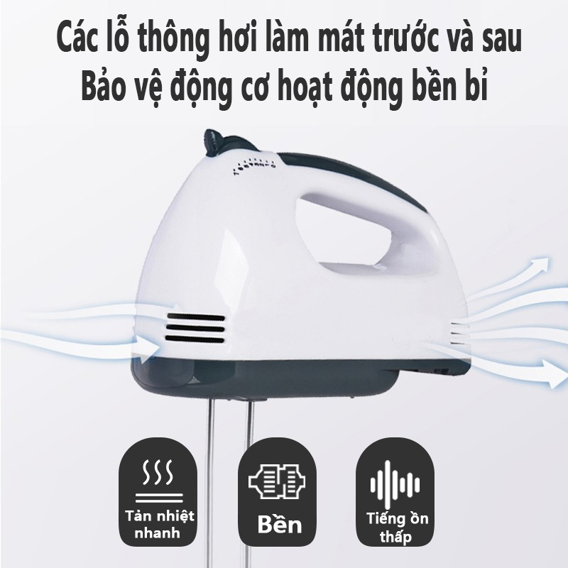 Máy đánh trứng để bàn đa năng loại nhỏ gia đình, trộn, nướng, nhào, đánh kem - công nghệ mới 7 cấp độ cực mạnh